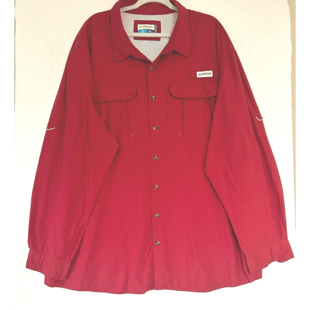Magellan Outdoors Fish Gear Mens 4XL Red Long Sleeve Fishing Shirt Ventilated